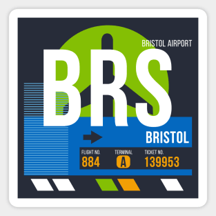 Bristol (BRS) Airport // Retro Sunset Baggage Tag Magnet